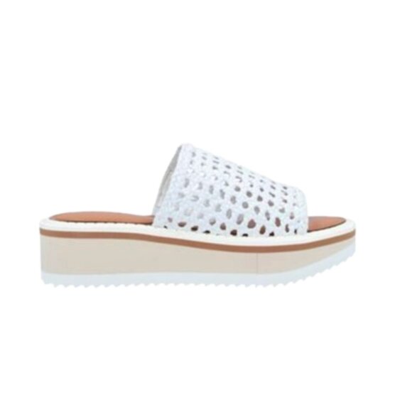 Robert Clergerie Fausta Leather Platform Sandals Womens 39 8.5 White Slides Shoe
